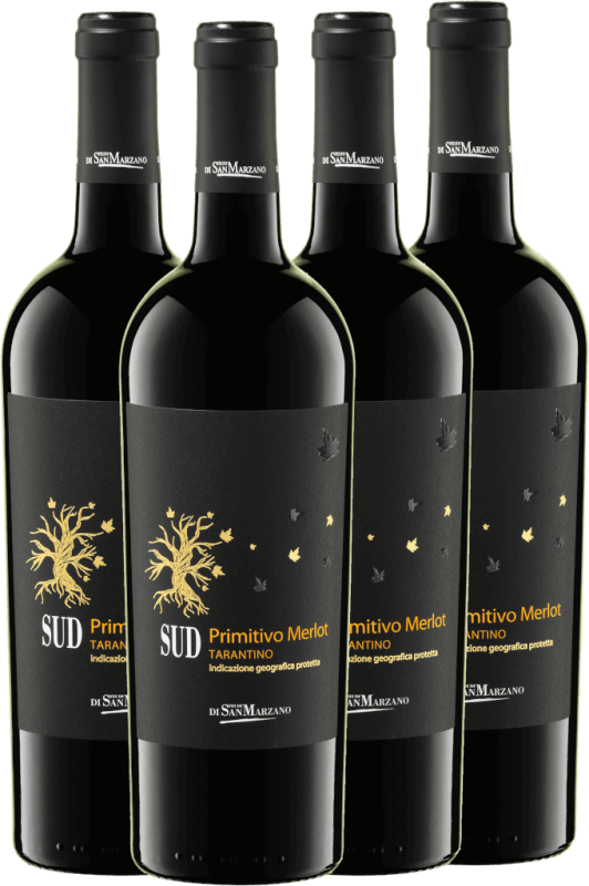 4x Vorteils-Weinpaket SUD Primitivo Merlot Tarantino IGP - Cantine San Marzano