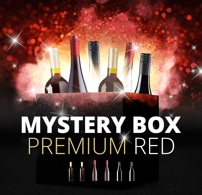 6er Premium Mystery Box - ædle premium-rødvine i en overraskelsespakke fra VINELLO