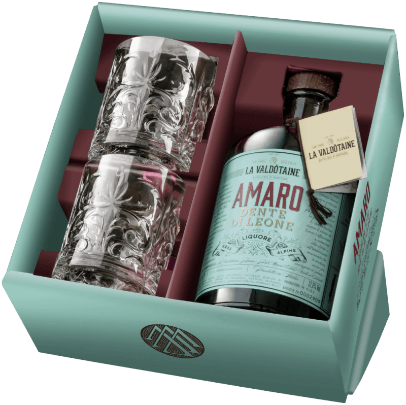 Amaro Dente di Leone 1,0l in GP + 2 Gläser - La Valdôtaine